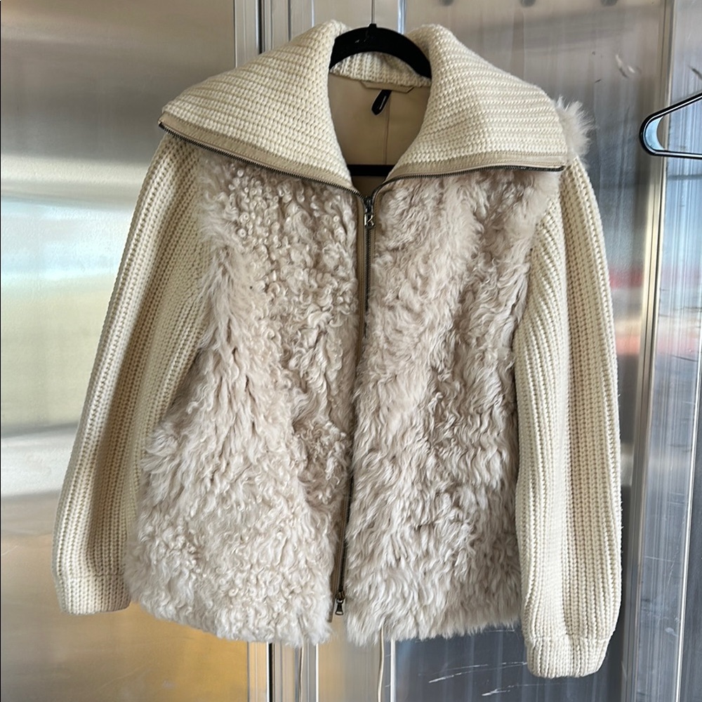 Bogner Cream lamb and knit Jacket